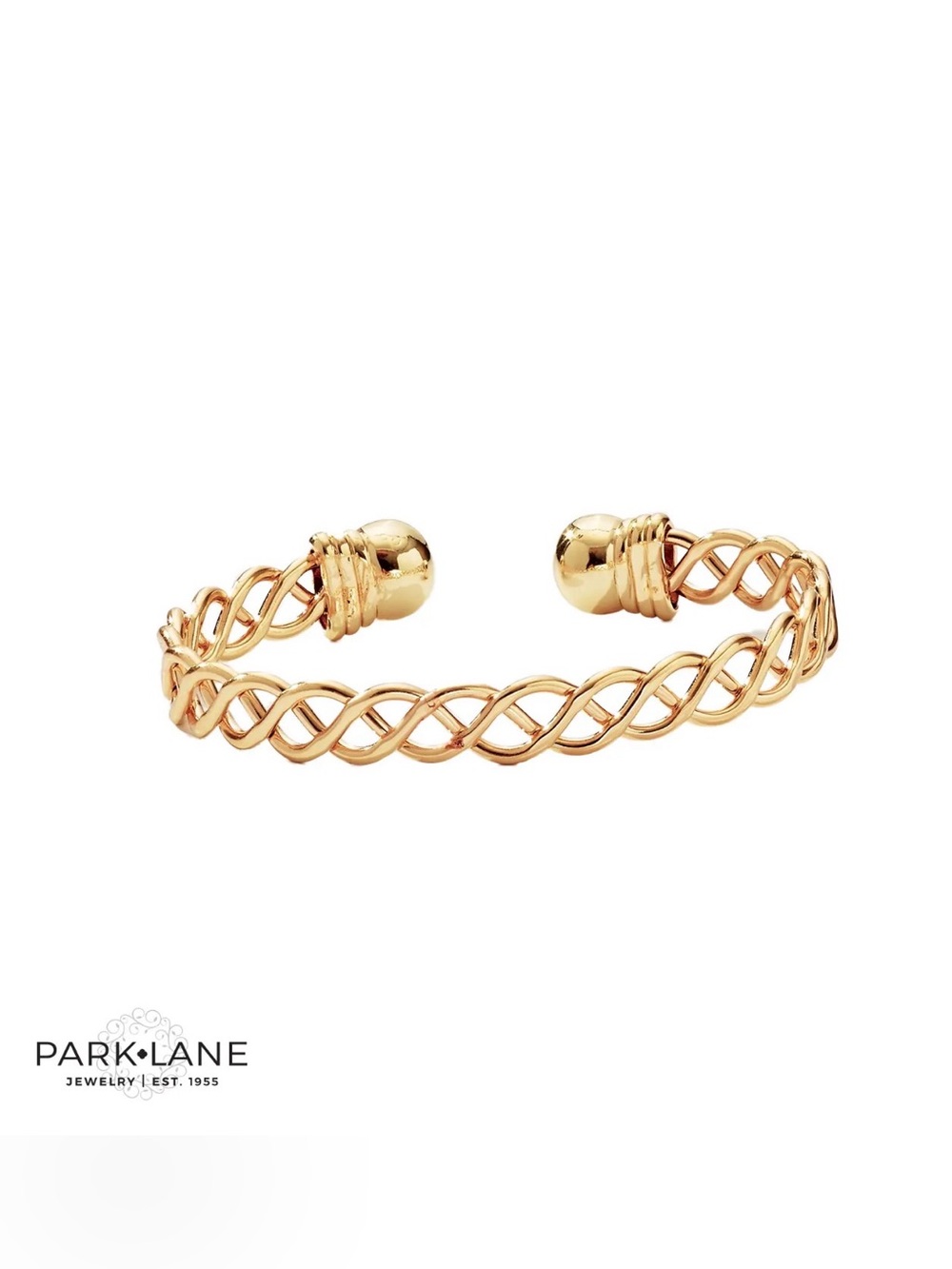 Park Lane Lifestyle Bracelet Gold Tone Lattice Flex Cuff #12901 NWOT